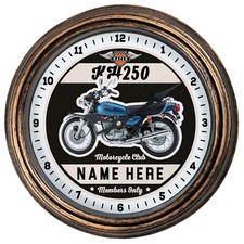 Personalised Motorcycle Clock Kawasaki KH250 Round Hanging Wall Biker Gift MBC52