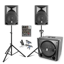 Vonyx VX800 Active PA Speaker System - Compact Band Mixer Set with Mic