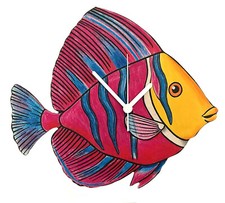 Tropical Fish Clock - Marine Fish Clock - Fish Clocks Angel Fish OC12C