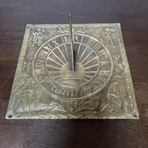 Antique square brass sundial - antique,