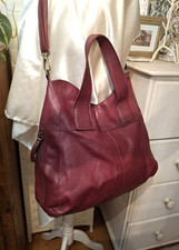TOPSHOP Butter Soft REAL LEATHER Crossbody Tote Hobo Bag Burgundy Large