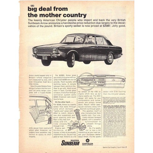 Vintage 1968 sunbeam arrow - vintage,