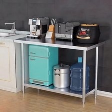 90cm Catering Table Kitchen Worktop Stainless Steel Work Bench Prep Table Shelf