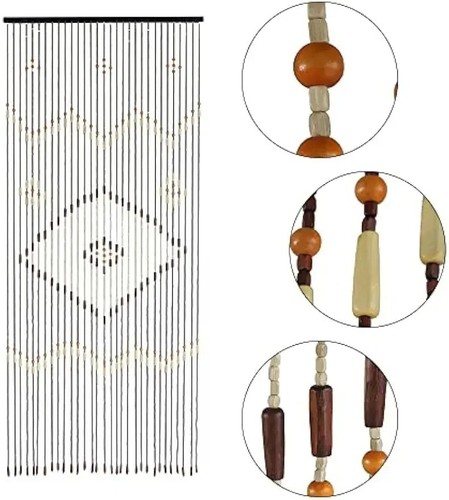 Natural wooden beaded door - natural,