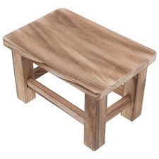  Wooden Step Stool Vintage Wood Short Stool for Shoe Changing with Four Legs