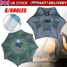 6/8Hole Fishing Bait Trap Fish Net Cast Cage Crab Minnow Crawdad Shrimp Foldable