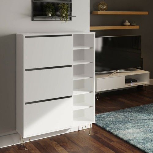 Drawer white shoe rack - white,