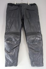 RICHA BLACK LEATHER BIKER TROUSERS: WAIST 42 INCHES/INSIDE LEG 32 INCHES