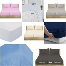 Extra Deep Elastic 30cm Fitted Bed Sheets For Mattress Single/Double/King&SK