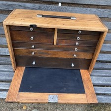 Vintage Neilsen  8 Drawer Wooden Toolbox Engineers Tool Maker Cabinet Used