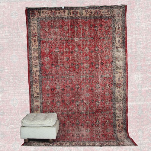 Vintage red oushak rug 5x9 - oushak,