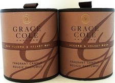 GRACE COLE ENGLAND Candles OUD ACCORD & VELVET MUSK Boxed, 7.05 oz/200 g NEW x 2