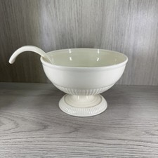 Royal Creamware Small Pedestal Serving Dish & Spoon Tableware Collectors 