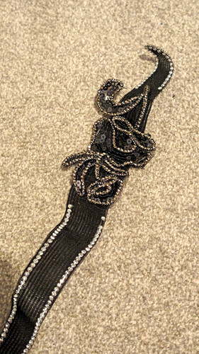 Black beaded sequined floral - sequined,