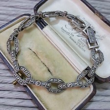 Vintage 925 Sterling Silver Tennis Bracelet, Sparkly Marcasite, Silver Jewellery