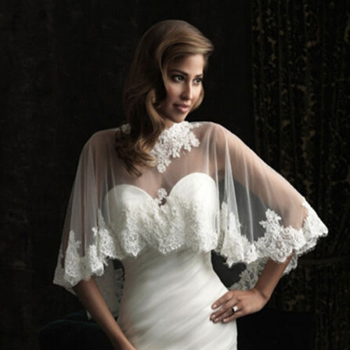 Lace edge wedding shawl - lace, wrap