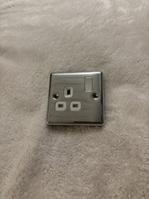 LAP Polished Chrome DP 1-Gang Single Socket White Insert