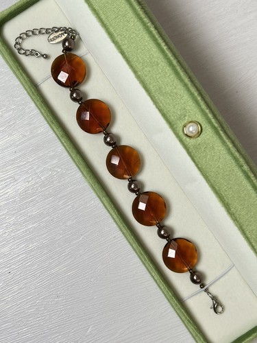 Vintage amber faceted glass - amber,
