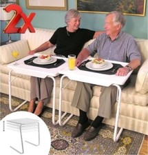 2 X ADJUSTABLE TABLE MATE II PORTABLE TV DINNER LAPTOP TRAY FOLDING DESK SOFA
