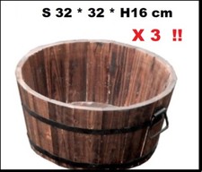 SET OF 3  12" Round Burnt Wood