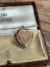 Vintage Rolled Gold Photo Locket Heart Pendant Folding Anniversary Love Chased