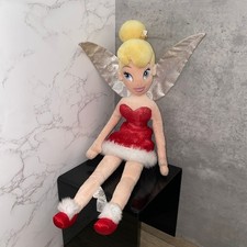 Disney Store Tinker Bell Christmas Plush Doll 20" Red Dress Fairy Soft Toy