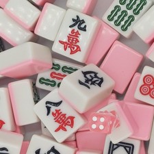 Chinese Mahjong Game Set 144 Tiles Mah Jong English Characters Games Large 42mm