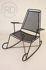 VINTAGE JOHN SALTERINI OUTDOOR WROUGHT IRON ROCKING CHAIR 1950's RARE YOUTH SIZE