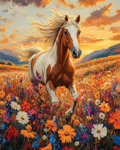 Horse diy wooden framed paint - wooden,