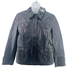 Wallace Sacks Real Leather Jacket, Size UK 14, Black