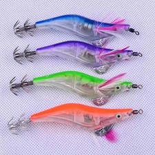 4Pcs Luminous Shrimp Lure Squid Night Fishing Squid Jigs Lures Bass Bait