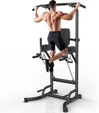 Power Tower Dip Station Pull Up Bar Adjustable Multi-Function for Home Fitness