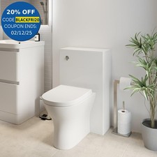 Modern Bathroom Toilet Unit Concealed Cistern 500mm WC BTW Soft Close Seat White