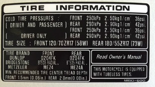 Honda vfr800 vfr800f tyre - vfr800,