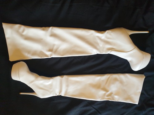 Thigh high boots white eu43 - thigh,