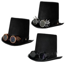 STEAMPUNK TOP HAT AND GOGGLES GOTHIC SCI FI VICTORIAN FANCY DRESS COSTUME SET