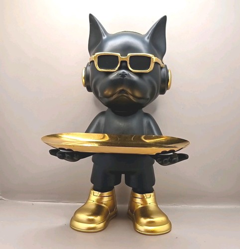 French bulldog butler statue - french,