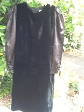Vintage Black Velvet Jaeger Dress 1980s Satin Sleeves Fabulous  Princess Diana!