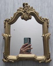 Ornate Gold Freestanding Mirror Baroque Style Table Top Easel Back 12"x10" VGC