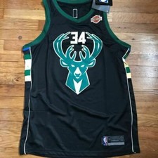 #34 Giannis Antetokounmpo NBA Black Jersey Milwaukee Bucks  Vintage Swingman