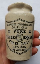 Earlier Black print Carricks Low Row nr Carlisle cream pot / jar c1900-05 (J)