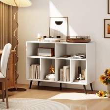 3-Tier Turntable Stand with Vinyl Storage Shelves-White