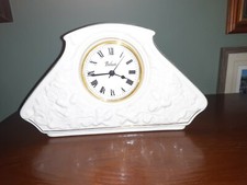 Belleek Mantle Clock - Parian White With Acorns and Oak Leaves
