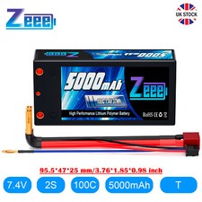 Zeee 2S Lipo Battery 5000mAh 7.4V 100C T Plug 4mm Bullet for RC Boat Car Truck