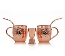 Moscow Mule Cocktail Copper Mugs Jigger Straw Party Christmas Gift Collection 