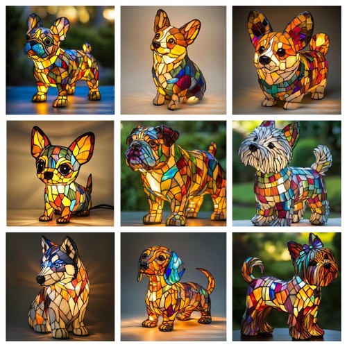 Led dog art night light - led,