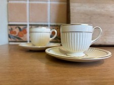 2 Wedgwood Of Etruria & Barlaston Coffee Cups & Saucers- Edme - Gold Trim