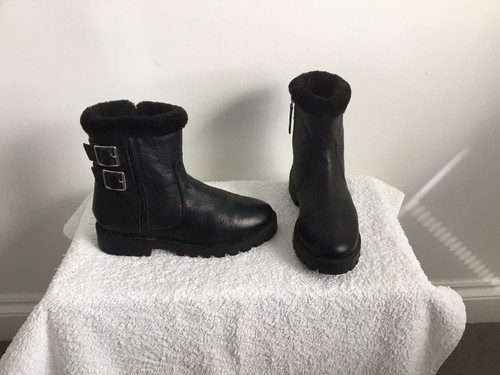 Zara black leather fur lined - zara,
