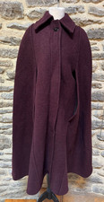 Vintage Gloverall Ltd Women’s Cape Coat, Wool, Burgundy/Plum