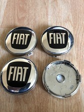 4x FIAT Alloy Car Wheel Centre Cap Hub Center Caps 60mm 6.0cm Chrome / Black UK